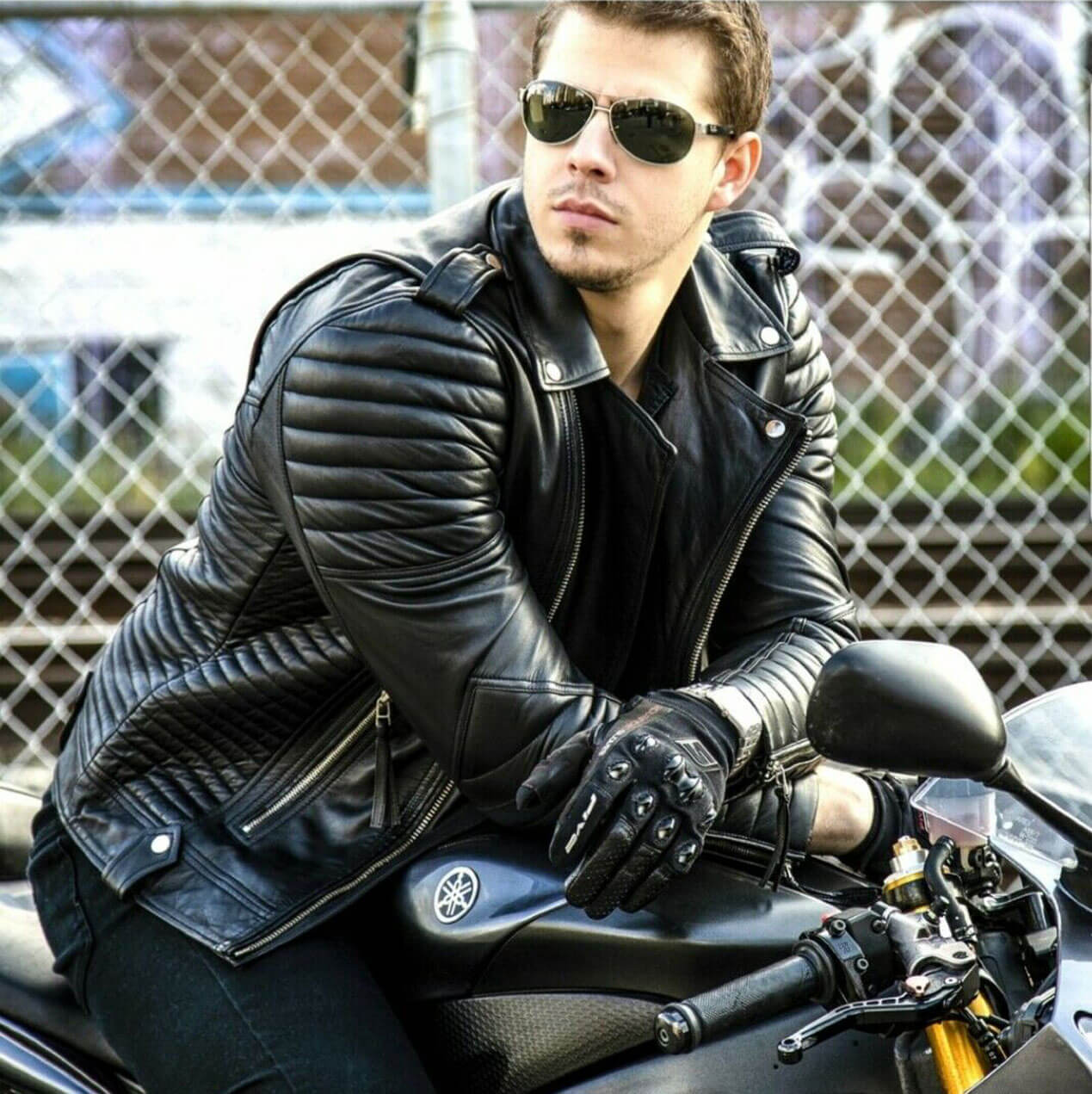 Men’s Boda Skin Motorcycle Biker Black Real Leather Jacket – Aone Leathers